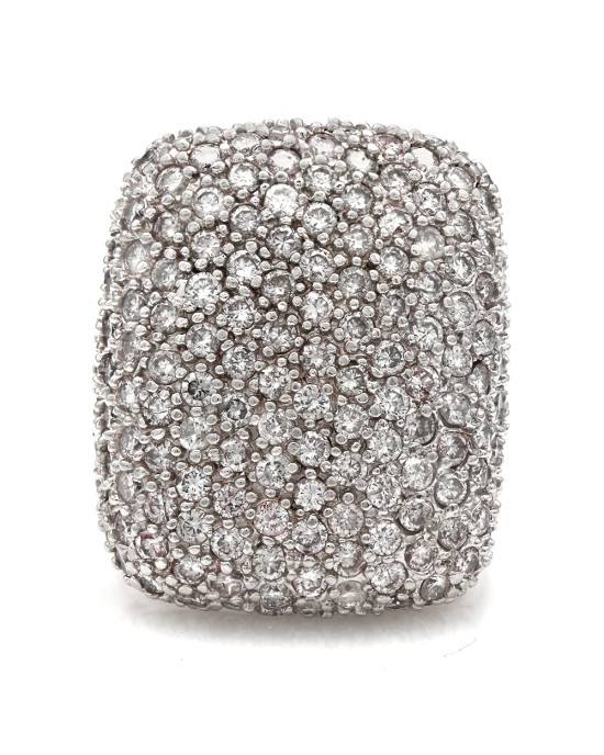 Large Pillow Top Pave Diamond Fashion Ring in 14k White Gold